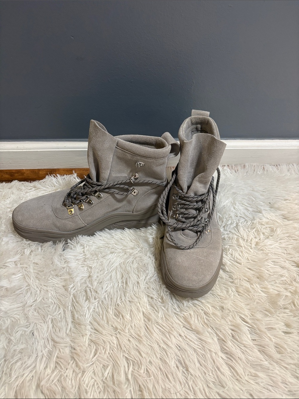 Steve Madden Taupe Suede Lace-Up Combat Boots